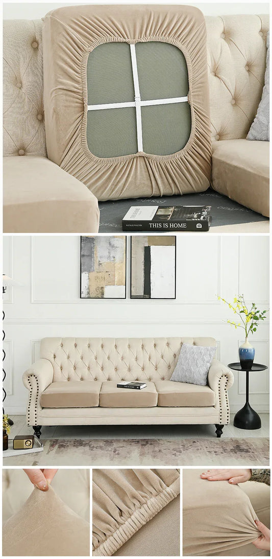 2 Pcs Khaki Elegant Polyester Sofa Cover - Full Protection Against Cat Scratches & Wear - Mekamart Australia