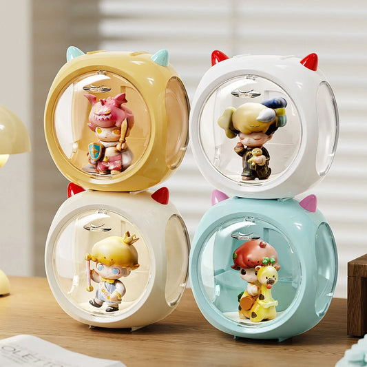 Blue And Purple Horn Acrylic Blind Box Display Case - Transparent Dustproof Storage for Figures and Collectibles(The model is a shooting prop and is not included) - Mekamart Australia