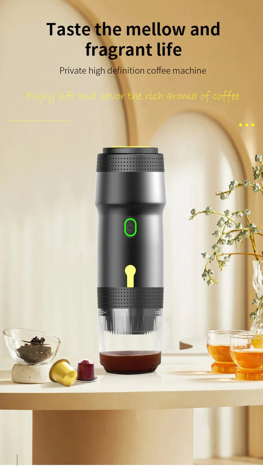 Green 3-in-1 Portable Electric Espresso Maker - Rechargeable Travel Coffee Machine for Capsules & Ground Coffee - Mekamart Australia