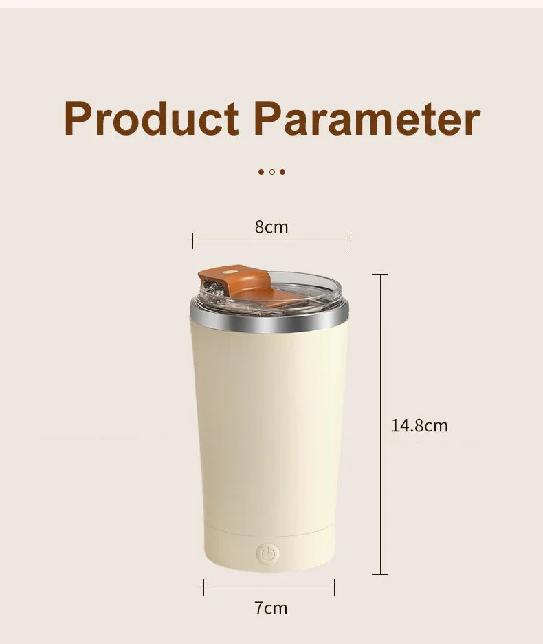 Dark Blue 316 Stainless Steel Rechargeable Electric Self-Stirring Mug - 420ml Automatic Mixing Cup with Magnetic Rotor