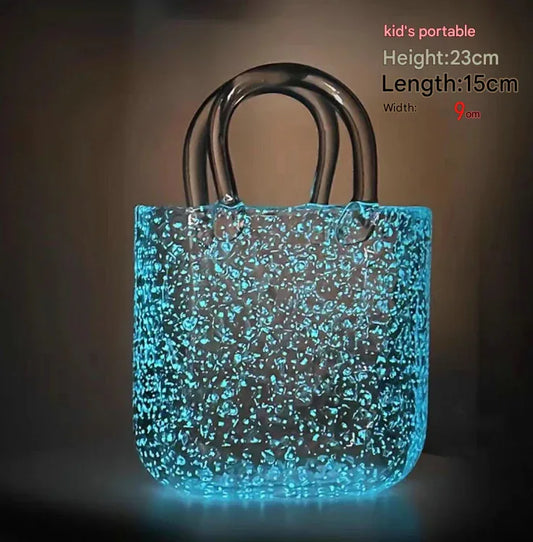 Small Tote Bubble Bag Luminous INS-Style Glass Vase Modern Minimalist Hydroponic Flower Holder Creative Desktop Decorative Floral Arrangement - Mekamart Australia