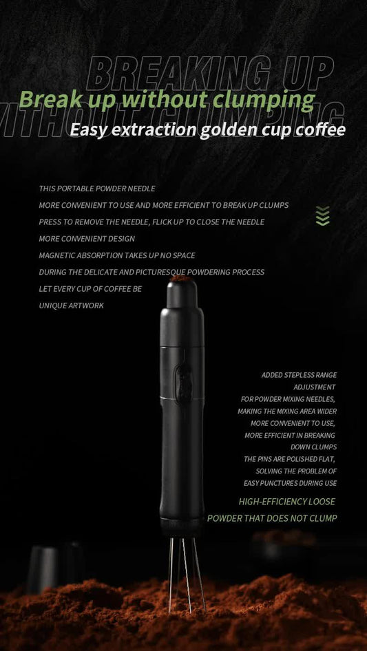 Black Telescopic Magnetic Stainless Steel Coffee Tamper Needle - Espresso Powder Distributor - Mekamart Australia