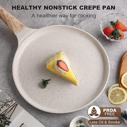 Grey 28cm Non-Stick Crepe Pan - Versatile Flat Skillet for Pancakes, Omelettes & Tortillas - Mekamart Australia