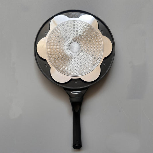 Black Flat 7-hole Versatile Non-Stick Frying Pan (27cm) - Induction Ready Skillet for Everyday Cooking