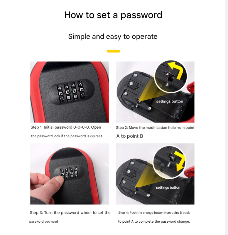 Blue 3PCS Wall Mount Plastic Combination Key Lock Box - Secure Key Safe Storage Box