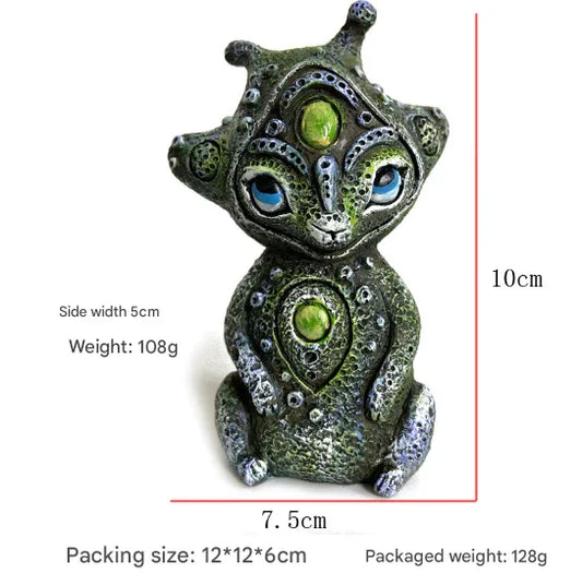 3PCS Four Eyes Fantasy Three-Eyed Alien Figurine Set - 3 Piece Resin Sculptures for Home & Garden Decor - Mekamart Australia