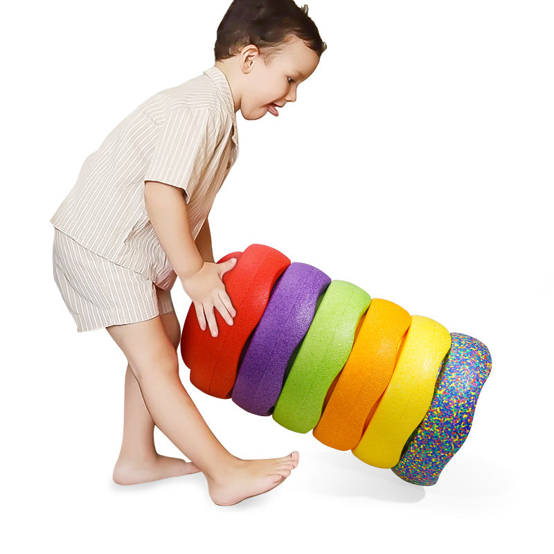 Rainbow Balance Stepping Stone - Sensory Training Toy for Kids, Yellow circle Step