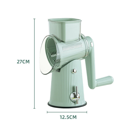 Multi-Function Rotary Vegetable Slicer & Grater - 5 Blade Types (10 Pcs Total) with Storage Box-green