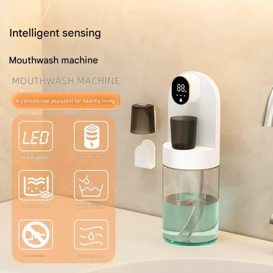 Smart Automatic Mouthwash Dispenser - 4 Adjustable Levels, LED Display, 2000mAh Battery & Magnetic Cups(white) - Mekamart Australia