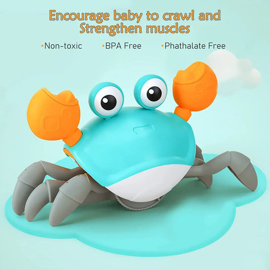 Interactive Crawling Crab Baby Toy with Music, Lights & Obstacle Avoidance(Orange) - Mekamart Australia