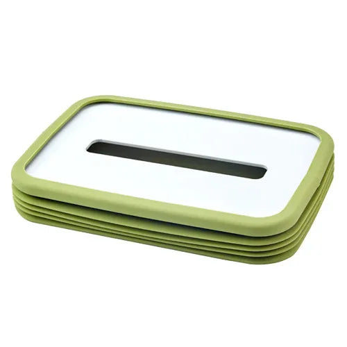 2-pcs Green Silicone Tissue Box Holder - Automatic Self-Lowering Dispenser - Mekamart Australia