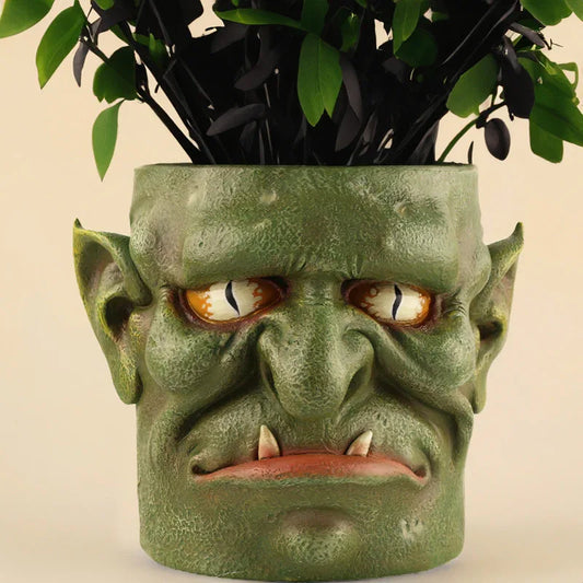 Green Unique Goblin Head Planter Pot - Resin Monster Face for Succulents & Decor (Style 1) - Mekamart Australia