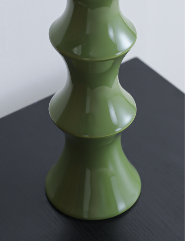 Glossy GreenCeramic Vase - Unique Bamboo-Look Design (25.5x9x7cm)