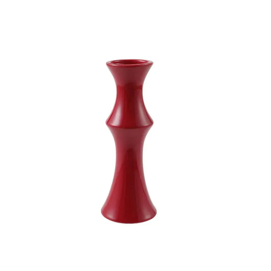 Glossy Red Ceramic Vase - Unique Bamboo-Look Design (20x8x5.5cm) - Mekamart Australia