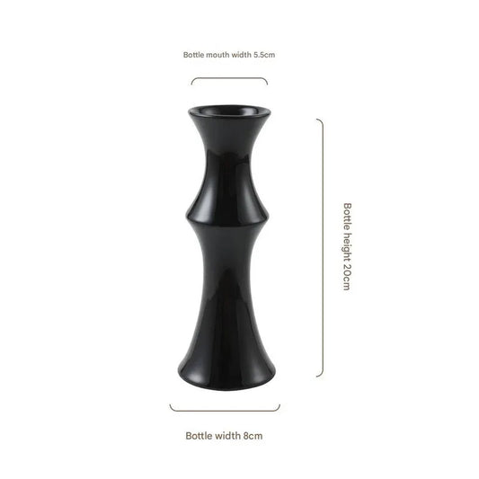 Glossy Black Ceramic Vase - Unique Bamboo-Look Design (20x8x5.5cm) - Mekamart Australia