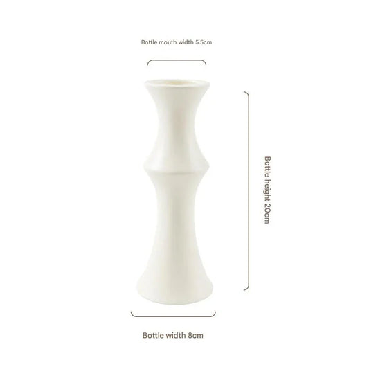 Matte White Ceramic Vase - Unique Bamboo Shape Design (20x8x5.5cm) - Mekamart Australia