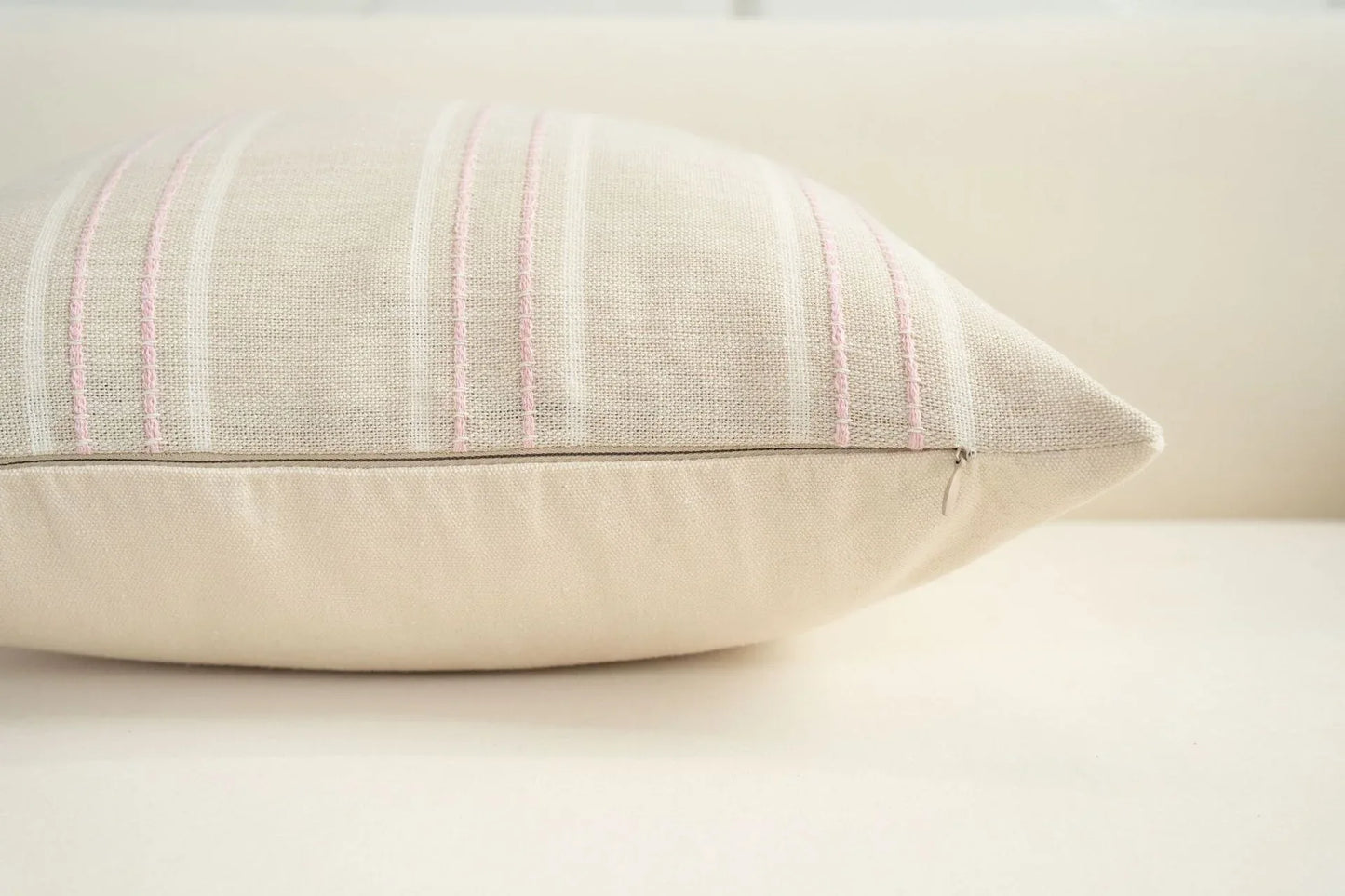 Textured Vertical Striped Pillowcases - Scandinavian Home Decor Accents (Pink Stripes Pair - 45x45cm)