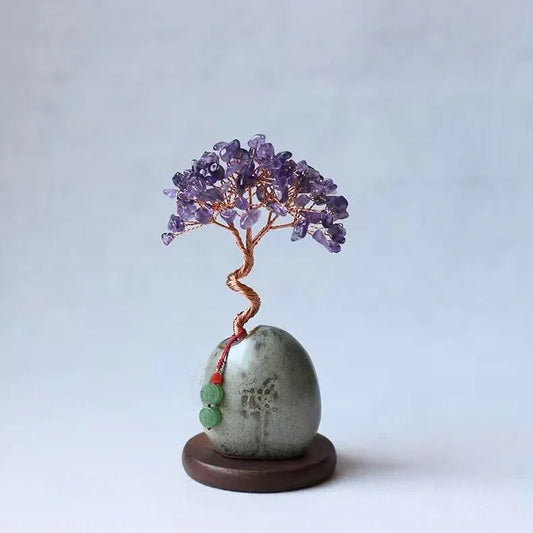 Purple Vintage Crystal Money Tree Figurine for Home Decoration - Mekamart Australia