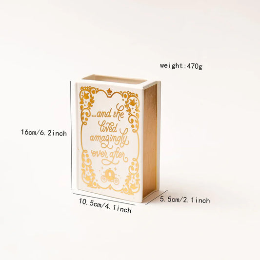 Literary Book Vase - Creative Ceramic Planter & Desk Organizer(Golden Book) - Mekamart Australia