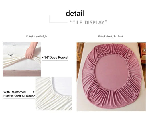 Khaki Plush Crystal Velvet Fitted Sheet - Ultra Soft, Warm & Thick for Winter (198x203+36cm) - Mekamart Australia