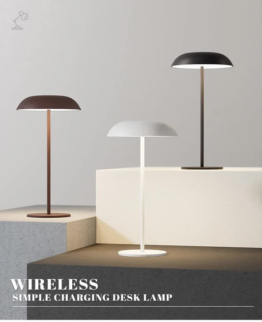White Minimalist Rechargeable LED Touch Table Lamp - 3-Color Stepless Dimming Metal Desk Light