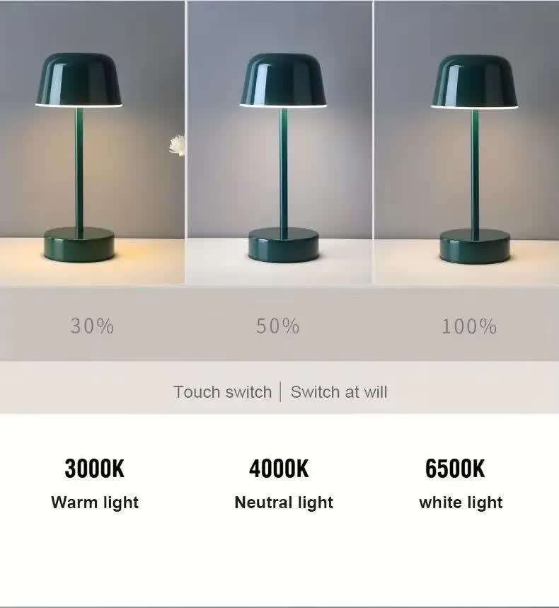 Yellow Modern Minimalist LED Table Lamp - Rechargeable Touch Control Desk Light
