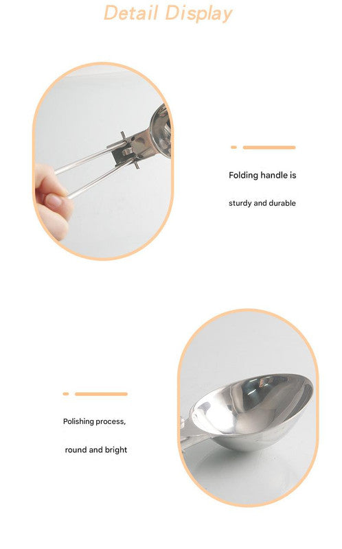 Silver 304 Stainless Steel Folding Camping Ladle - 2 Pack Deep Serving Spoons, Portable & Eco-Friendly