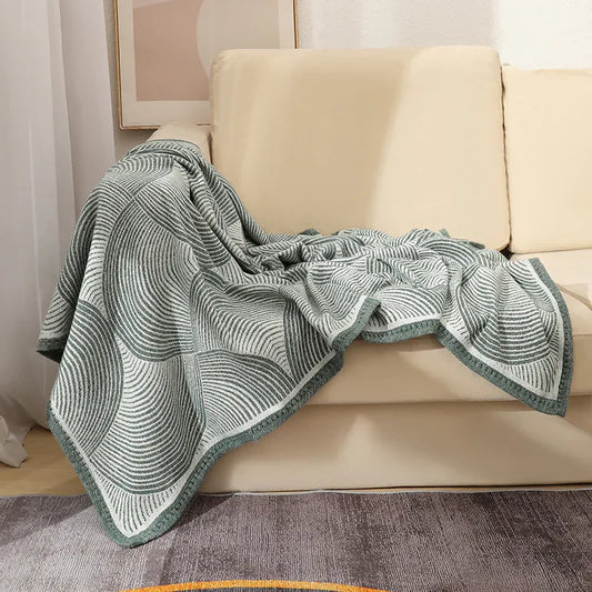 Green Luxurious Paisley Jacquard Throw Blanket - Soft Wool Blend with Tassels, 120x150cm, Lightweight Sofa & Nap Blanket - Mekamart Australia