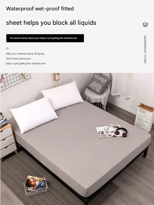 Brown Queen Size Waterproof Fitted Mattress Protector - Soft & Breathable Bed Cover, Hypoallergenic, Deep Pocket (152x190x30cm) - Mekamart Australia