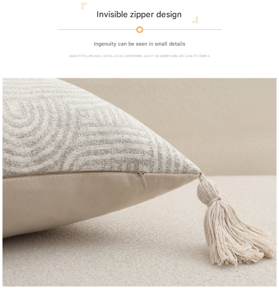 Black Chic Geometric Jacquard Cushion Covers with Tassels - Set of 2, Plush Blend for Sofa & Bed Decor (45x45cm, Insert Not Included)