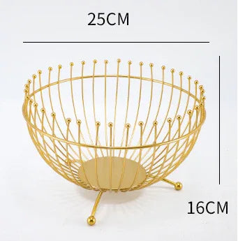 Small Feet Gold Modern Metal Wire Fruit Basket Bowl - Countertop Storage for Fruit & Snacks - Mekamart Australia