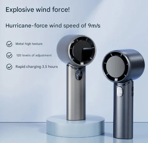 Grey Mini Bladeless Handheld Fan - USB Rechargeable, Quiet Portable Desk Fan - Mekamart Australia