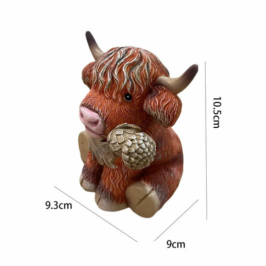 Cute Scottish Highland Cow Resin Statue - Nordic Home Decor Gift - Mekamart Australia