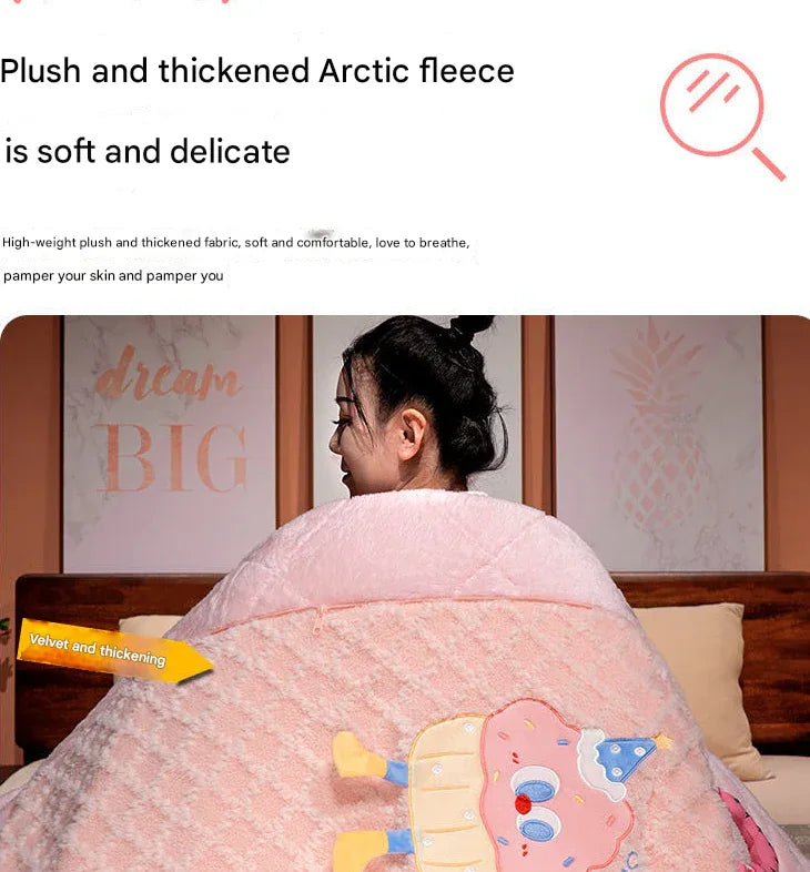 Purple Cartoon Cookie Pillow Blanket 2-in-1 for Winter Car and Office Use - Mekamart Australia