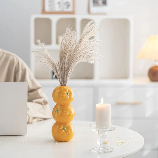 Orange Nordic-Style Minimalist Fruit and Flower Vase - Modern Home Decor - Mekamart Australia