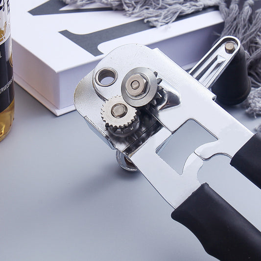 Heavy-Duty Manual Can Opener with Ergonomic Grip - Stainless Steel Cutter & Bottle Opener