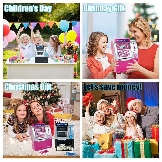 Kids ATM Savings Bank - Electronic Piggy Bank with Debit Card, PIN(Blue) - Mekamart Australia