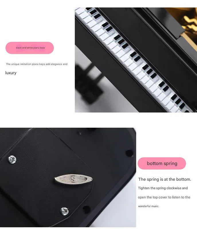 Classical Grand Piano Music Box with Dancing Ballerina(Regular version - black) - Mekamart Australia