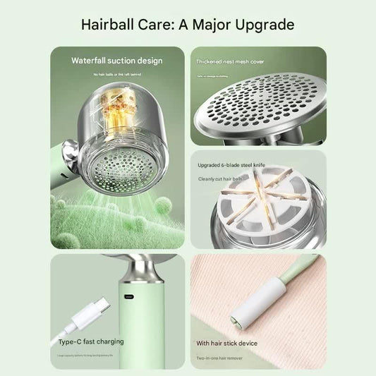 Upgraded Electric Lint Remover with LED Display - 6-Blade, Type-C Fast Charge, 2-in-1 with Sticky Roller(green) - Mekamart Australia