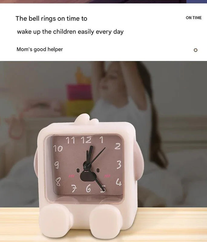 Adorable Cartoon Animal Alarm Clock - Silent Quartz Movement, Loud Alarm, Battery Operated(white) - Mekamart Australia