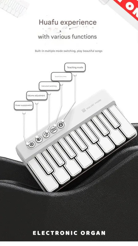 Mini Pocket Piano Electronic Keyboard - 20 Keys, Multiple Modes, LED Lights, Portable Musical Toy(blue) - Mekamart Australia