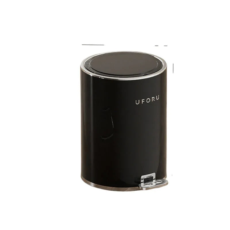 Black (silver plated) circular trash can 15L 23.8cm * 33.5cm - Mekamart Australia