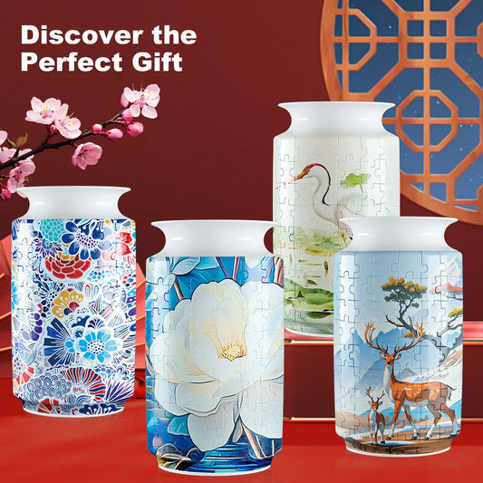 Colorful Style 1 DIY 3D Puzzle Vase - Creative Jigsaw Flower Holder with Waterproof Liner - Decorative Home Accent & Unique Gift