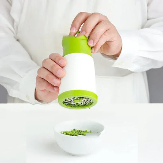 2 Pcs Green and White Manual Rotary Herb Grinder & Spice Mill - Effortless Mincing with Stainless Steel Blades for Fresh Herbs, Garlic & Spices - Mekamart Australia