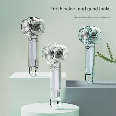 Transparent White Portable Mini Cooling Fan with Semiconductor Ice Compress - USB-C Rechargeable, 3-Speed Turbine & Transparent Design - Mekamart Australia
