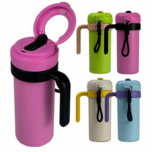 Blue and Purple 700ml Insulated Stainless Steel Tumbler with Handle, Dual-Sip Lid, Straw & Tea Infuser - Mekamart Australia