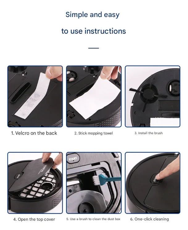 White 3-in-1 Smart Robot Vacuum Cleaner - Automatic Sweeping, Mopping & Suction for Hard Floors & Pet Hair - Mekamart Australia