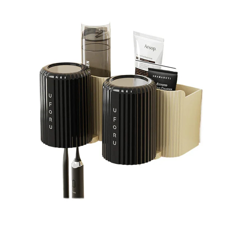 Cream white tooth brush holder (2-pack) 20cm * 11.5cm * 11cm - Mekamart Australia