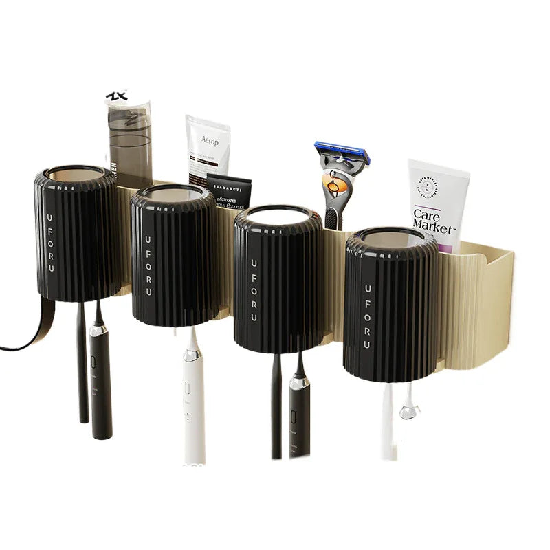 Cream white tooth brush holder (4-pack) 20cm * 11.5cm * 11cm - Mekamart Australia