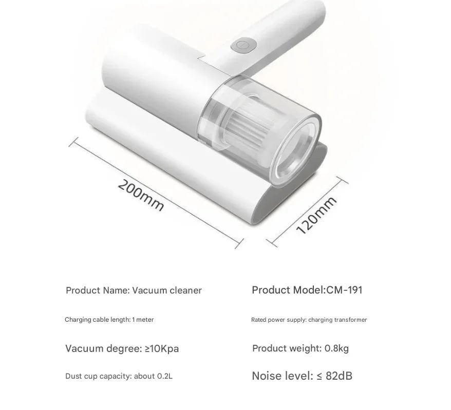 Cordless UV-C Dust Mite Vacuum - Lightweight Handheld Cleaner with HEPA Filtration for Mattresses, Sofas, and Upholstery(3.7V)